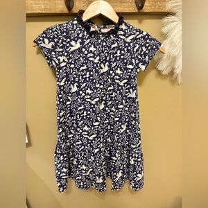 Mini Boden Navy Dress with White Animal Pattern